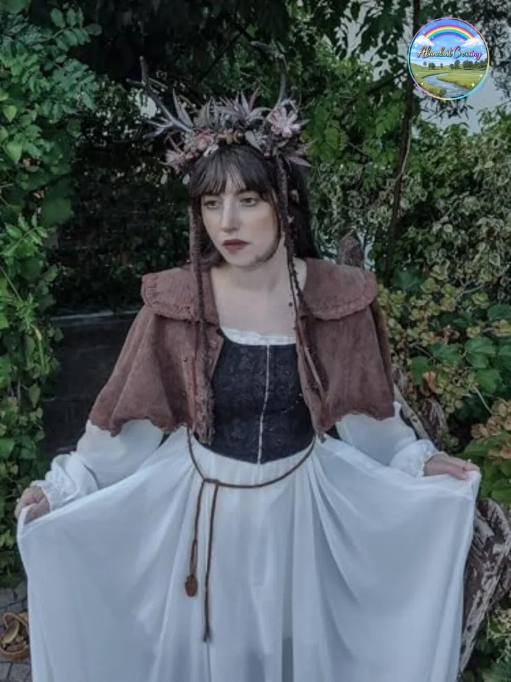 Flower Reindeer Headband Women Floral Antler Headpiece Woodland Fairy Cosplay